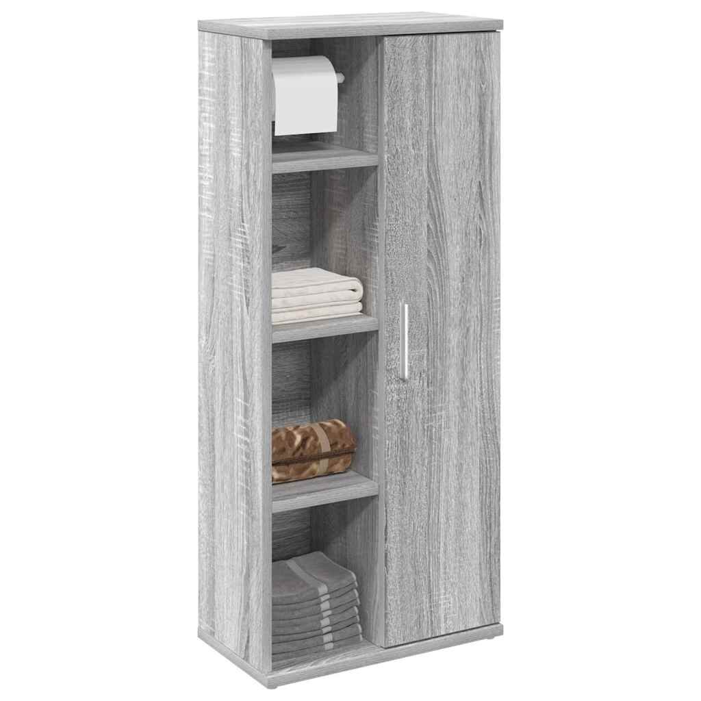 vidaXL Шкаф за баня с държач за ролки сив сонома 39x22x90 см