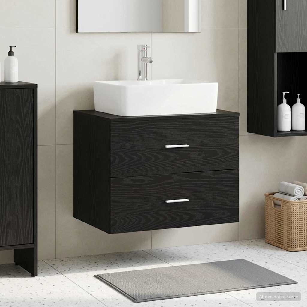 vidaXL Шкаф за баня с монтаж на стена Черен дъб 625 x 445 x 50 см