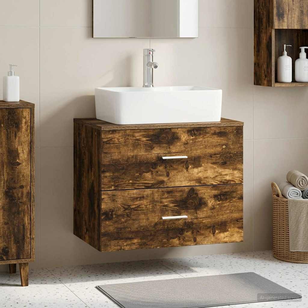vidaXL Шкаф за баня с монтаж на стена Опушен дъб 625 x 445 x 50 см
