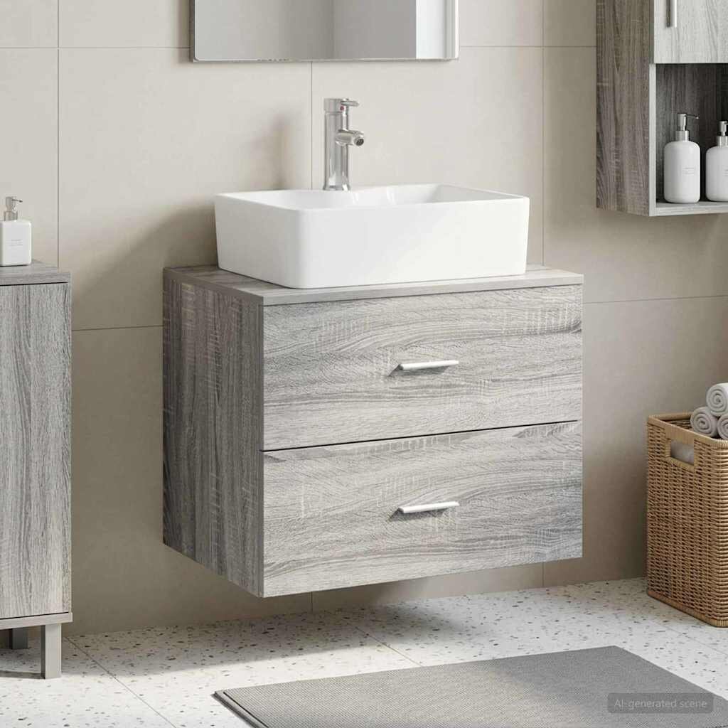 vidaXL Шкаф за баня с монтаж на стена Сив Сонома 625 x 445 x 50 см
