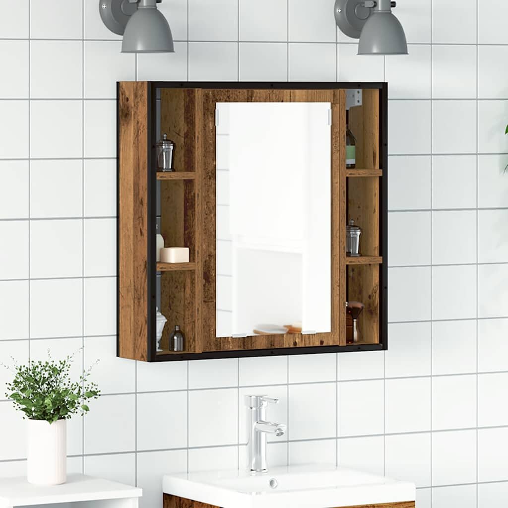vidaXL Шкаф за баня с огледало 60x16x60 см инженерно дърво