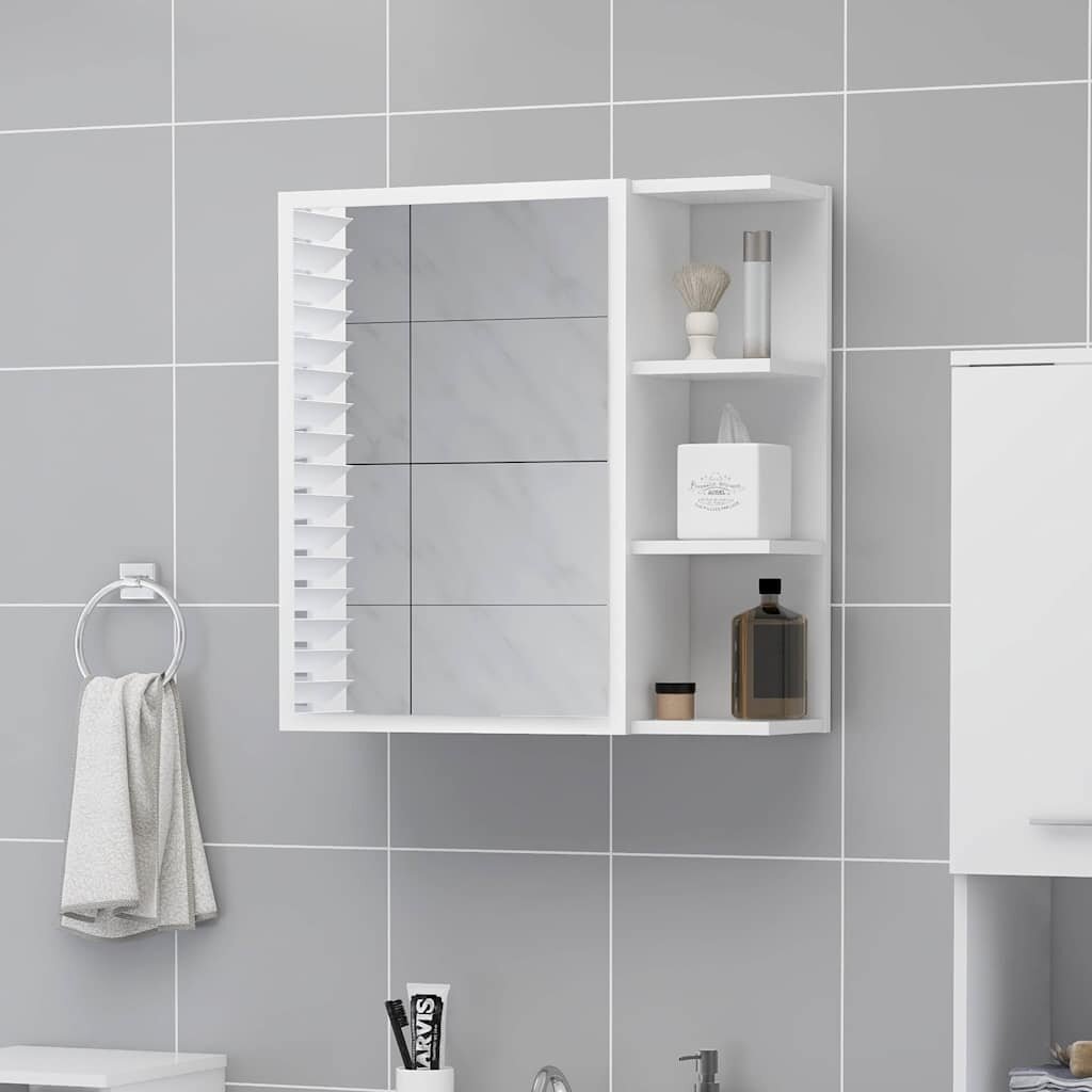 vidaXL Шкаф за баня с огледало бял 625x205x64 см инженерно дърво