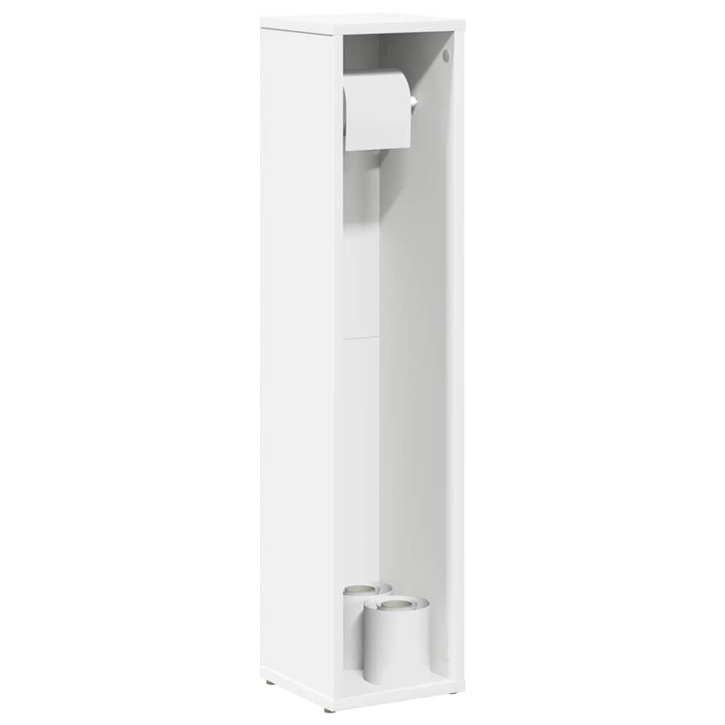 vidaXL Шкаф за баня с поставка за ролки бял 205x20x90 см