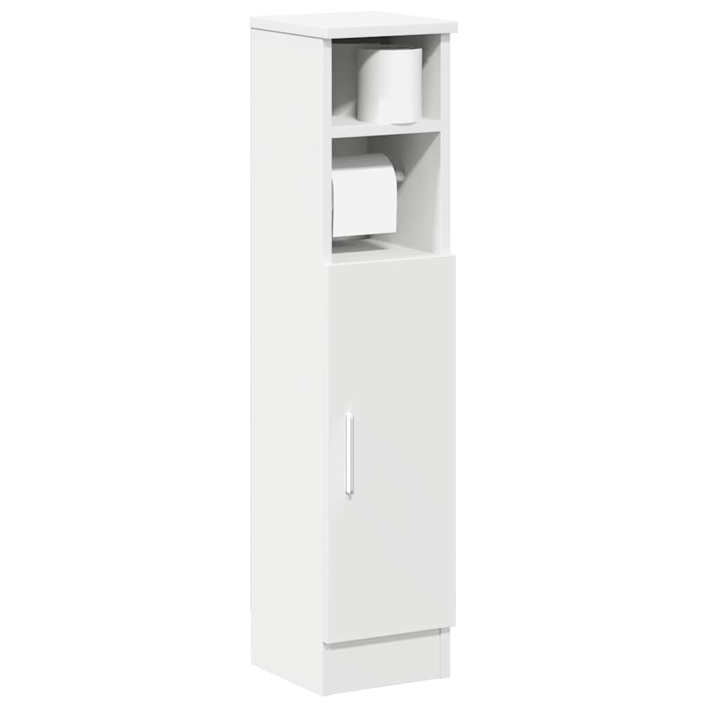 vidaXL Шкаф за баня с поставка за ролки бял 205x22x90 см
