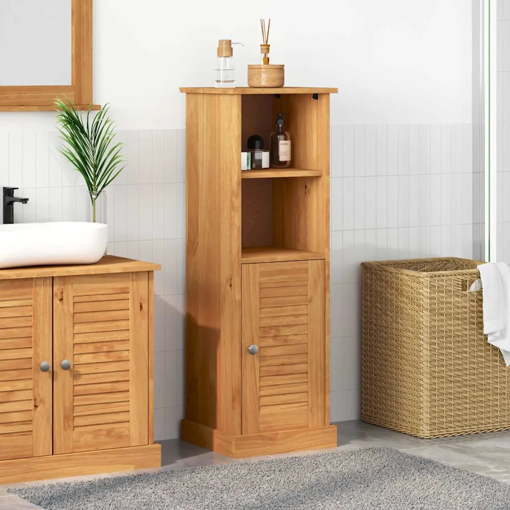vidaXL Шкаф за баня с рафт VIGO Кафяв и меден кафяв 37 x 34 x 110 см