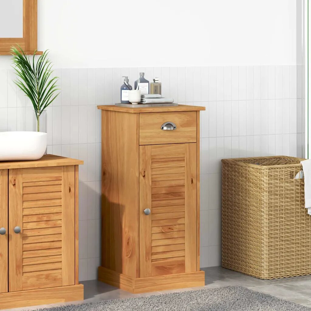vidaXL Шкаф за баня с рафт VIGO Кафяв и меден кафяв 375 x 34 x 80 см
