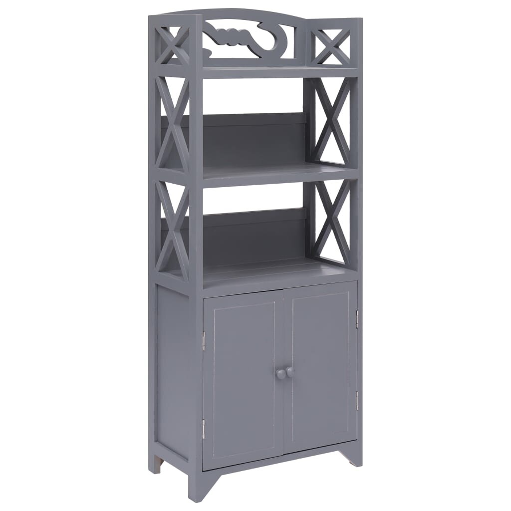 vidaXL Шкаф за баня сив 46x24x116 см дърво пауловния