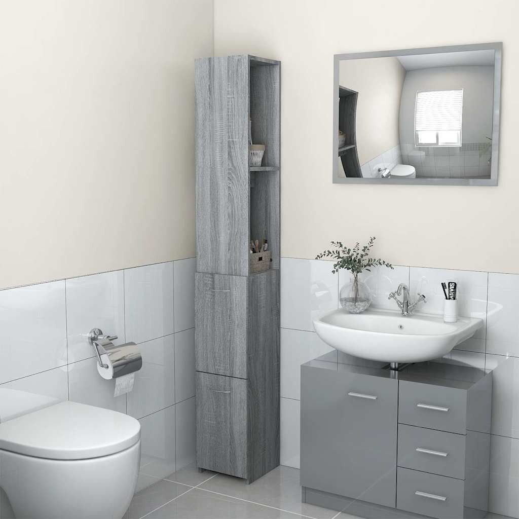 vidaXL Шкаф за баня сив сонома 25 x 265 x 170 см инженерно дърво