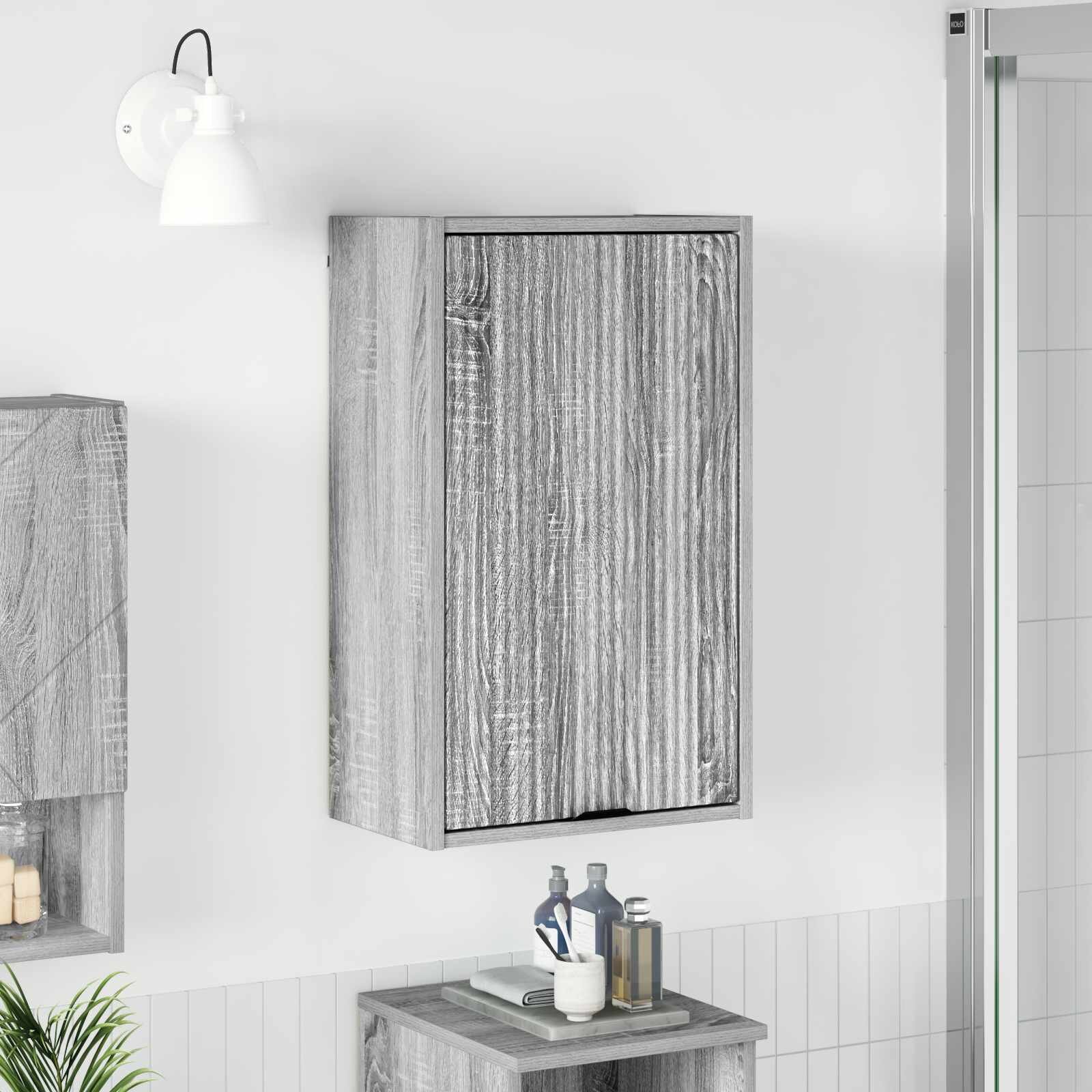 vidaXL Шкаф за баня Сив Сонома 39 x 235 x 65 см