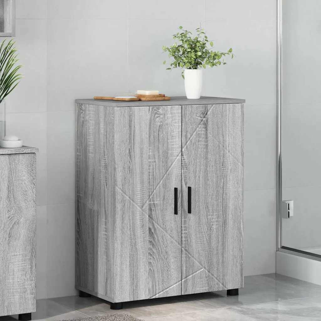 vidaXL Шкаф за баня Сив Сонома 60 x 35 x 80 см