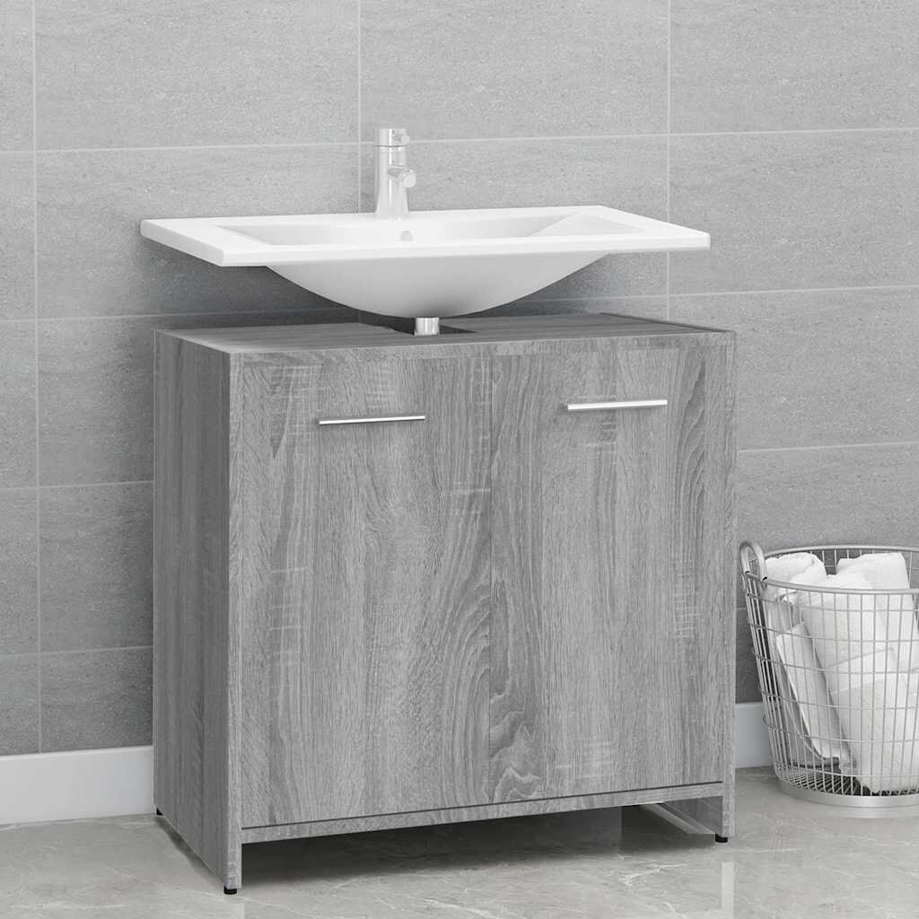 vidaXL Шкаф за баня сив сонома 60x33x60 см инженерно дърво