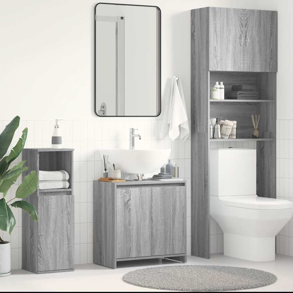 vidaXL Шкаф за баня сив сонома 60x33x60 см инженерно дърво