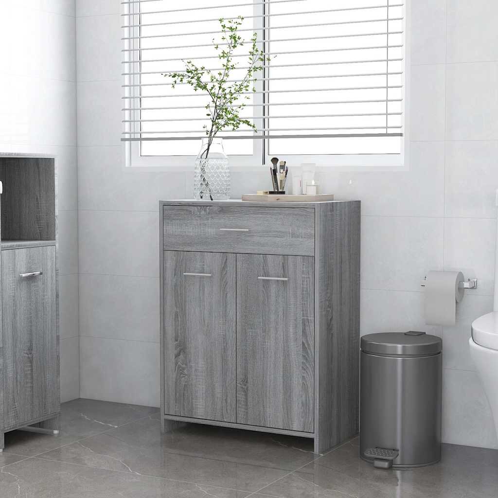 vidaXL Шкаф за баня сив сонома 60x33x80 см инженерно дърво