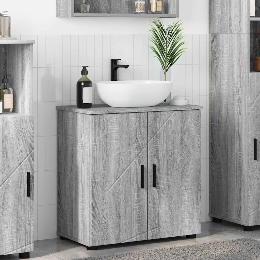 vidaXL Шкаф за баня Сив Сонома 61 x 35 x 64 см
