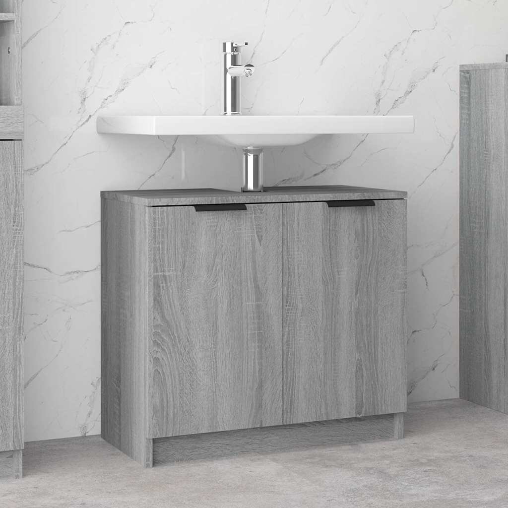 vidaXL Шкаф за баня сив сонома 645x335x59 см инженерно дърво