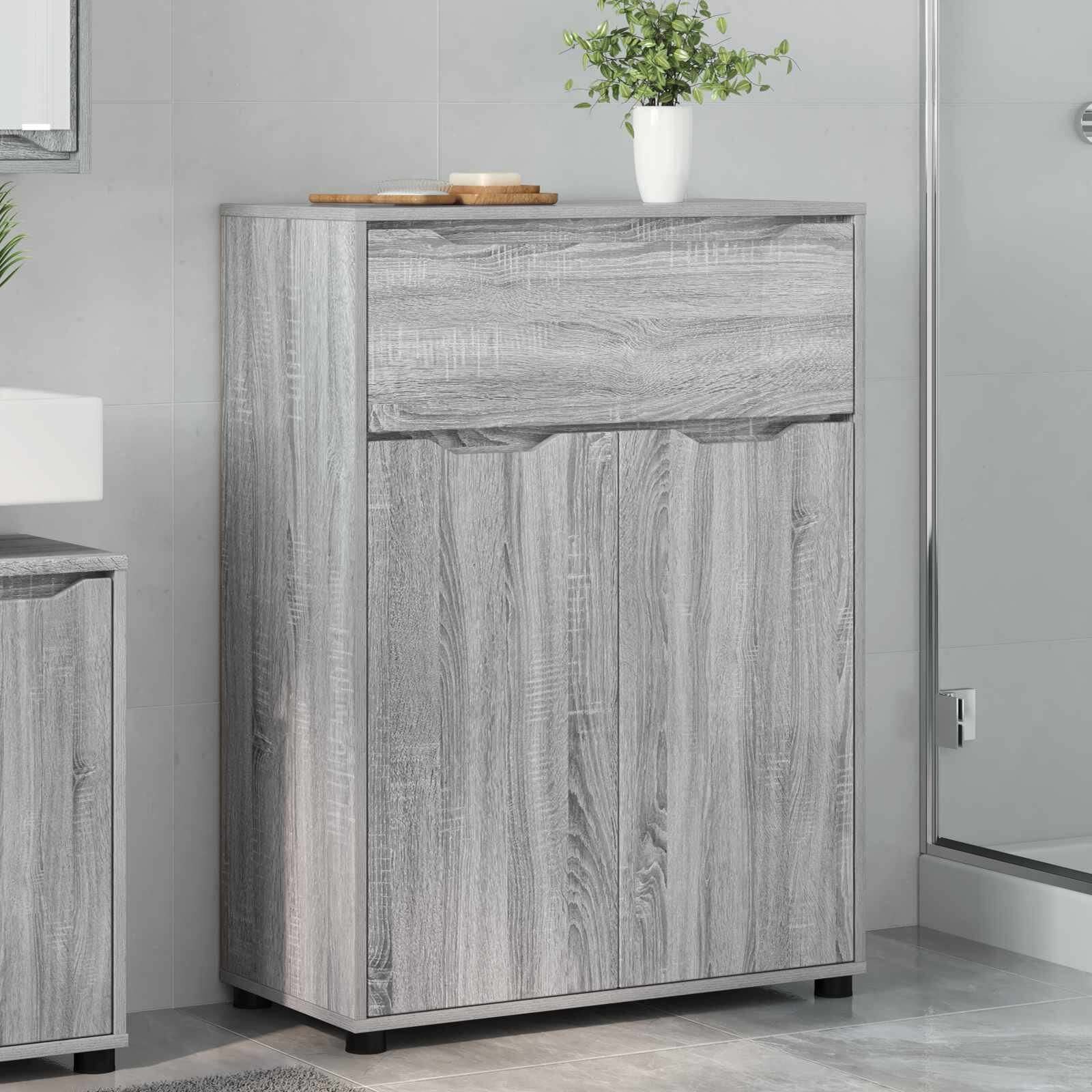 vidaXL Шкаф за баня Сив Сонома 725 x 365 x 100 см