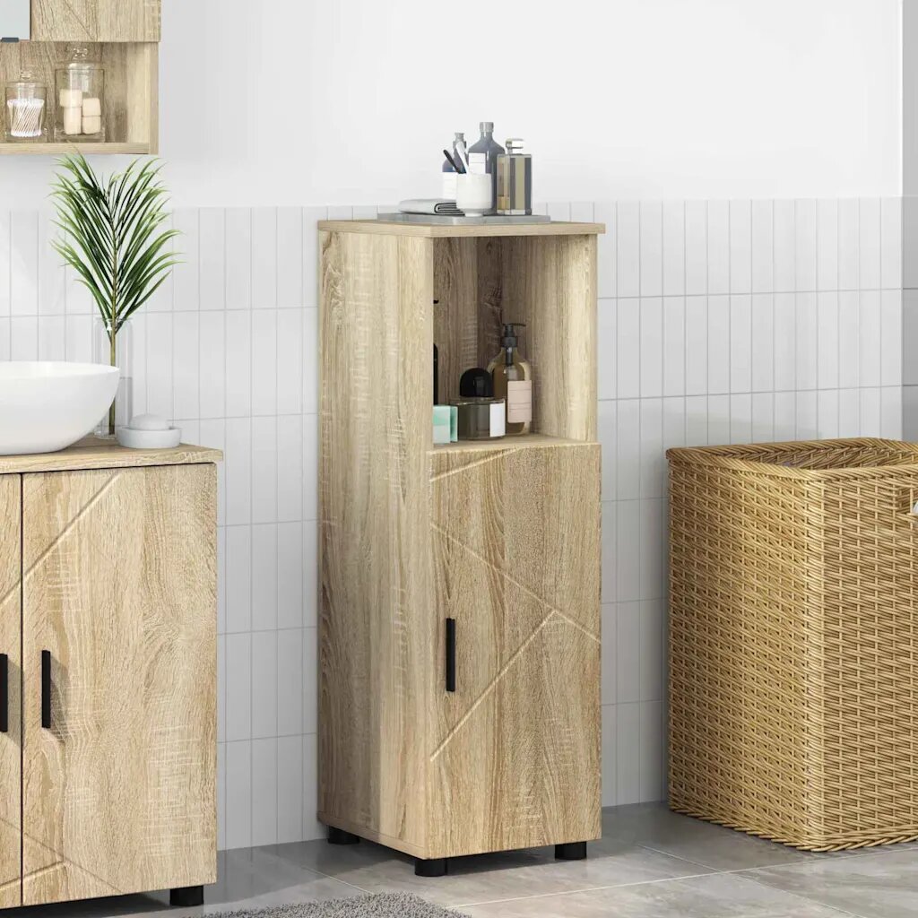 vidaXL Шкаф за баня Сонома дъб 30 x 35 x 95 см