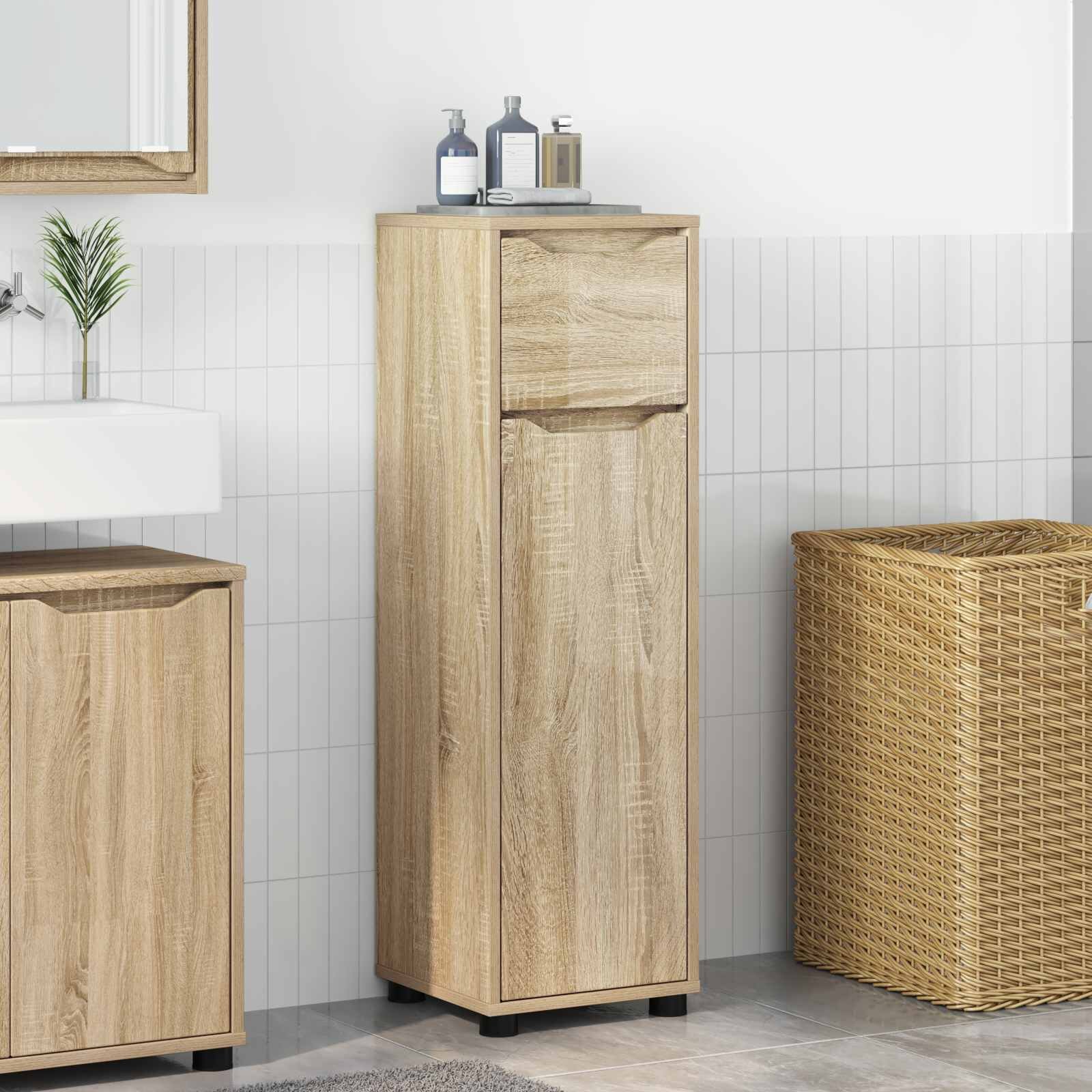 vidaXL Шкаф за баня Сонома дъб 305 x 30 x 101 см Инженерна дървесина