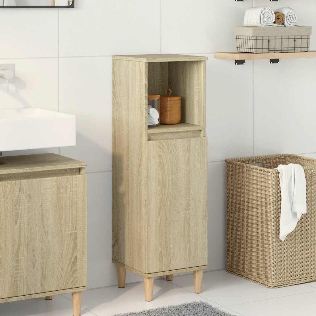 vidaXL Шкаф за баня сонома дъб 30x30x100 см инженерно дърво