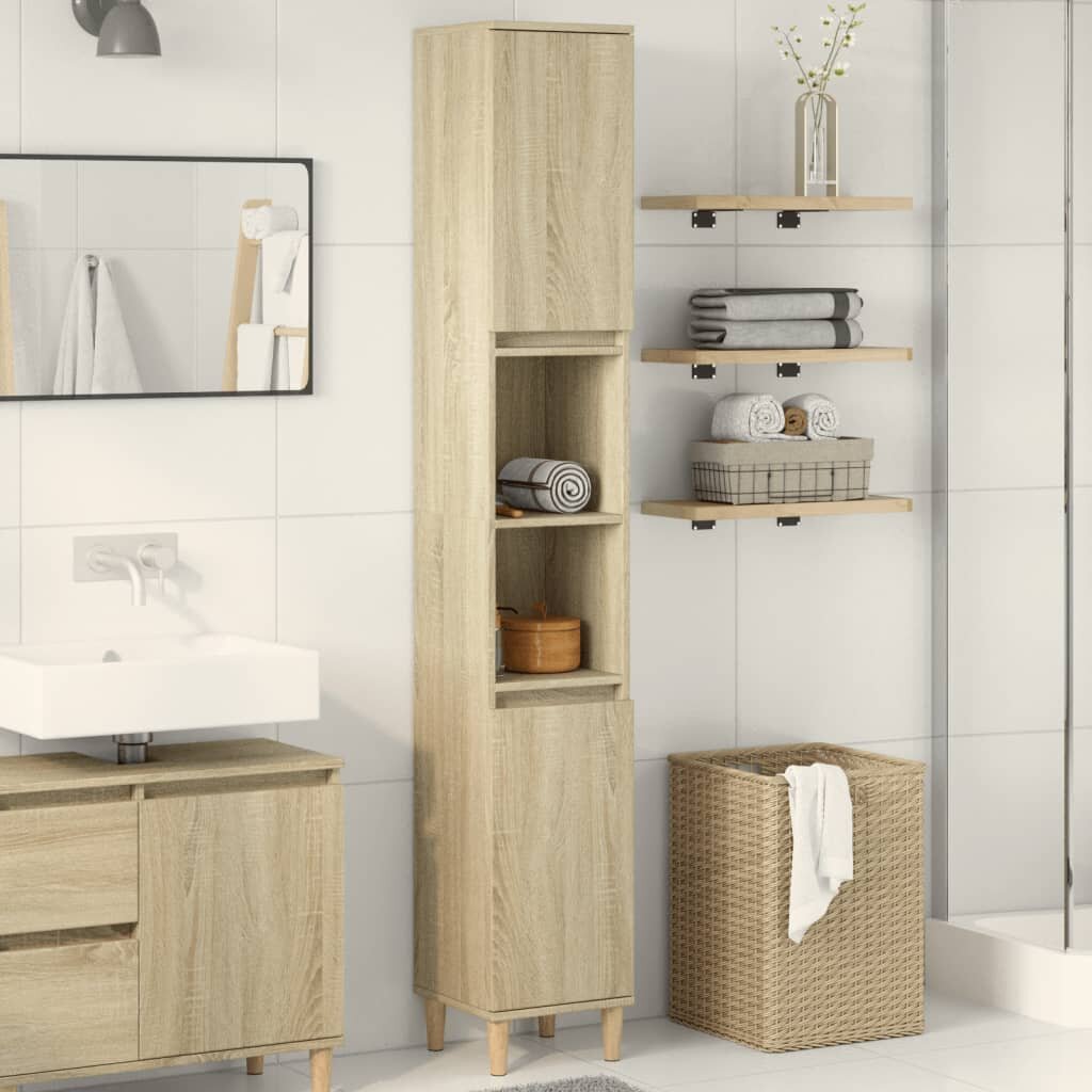 vidaXL Шкаф за баня сонома дъб 30x30x190 см инженерно дърво