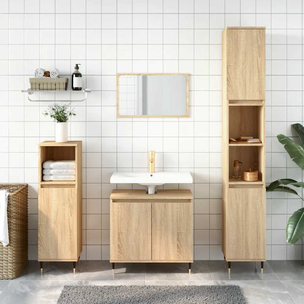 vidaXL Шкаф за баня сонома дъб 58x33x60 см инженерно дърво
