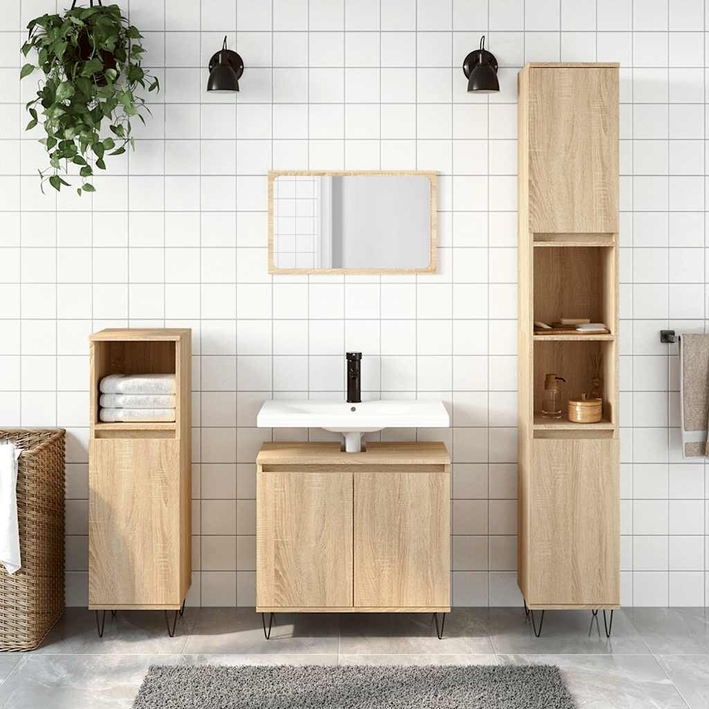 vidaXL Шкаф за баня сонома дъб 58x33x60 см инженерно дърво