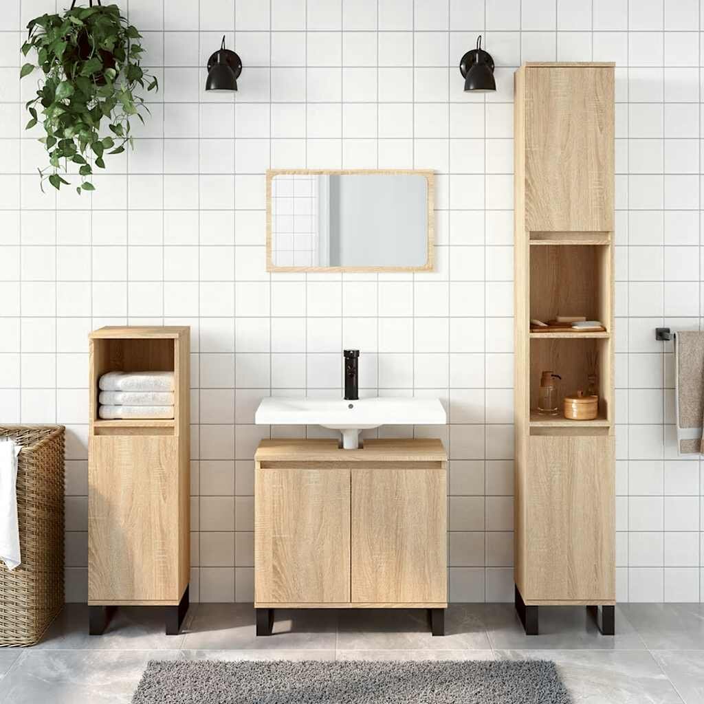 vidaXL Шкаф за баня сонома дъб 58x33x60 см инженерно дърво