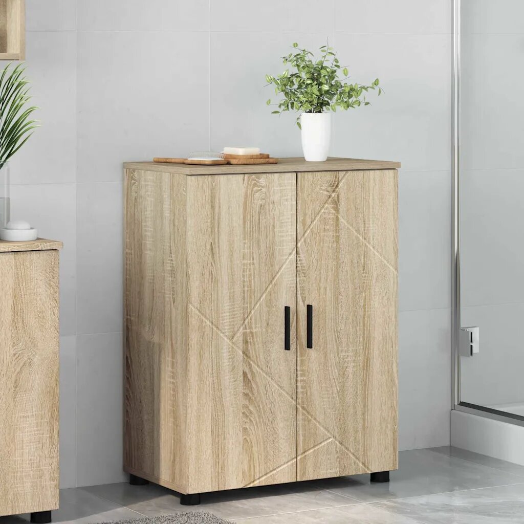 vidaXL Шкаф за баня Сонома дъб 60 x 35 x 80 см