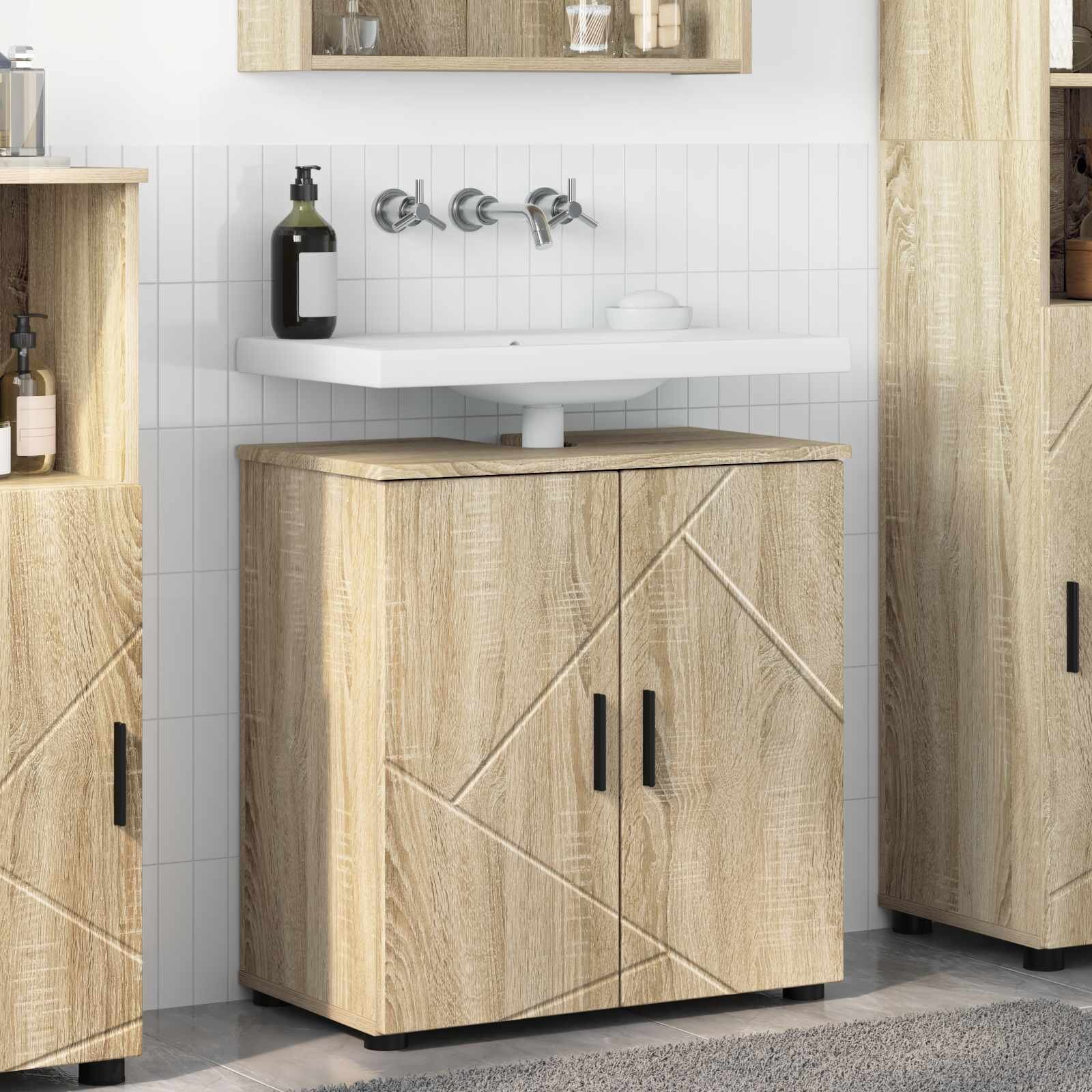 vidaXL Шкаф за баня Сонома дъб 61 x 35 x 64 см