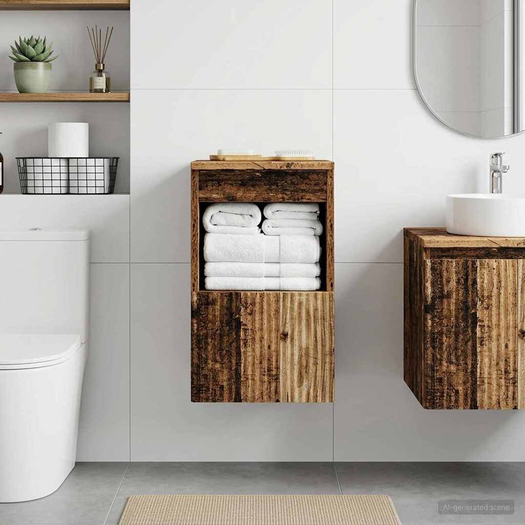 vidaXL Шкаф за баня Старо дърво 30 x 35 x 50 см Инженерна дървесина