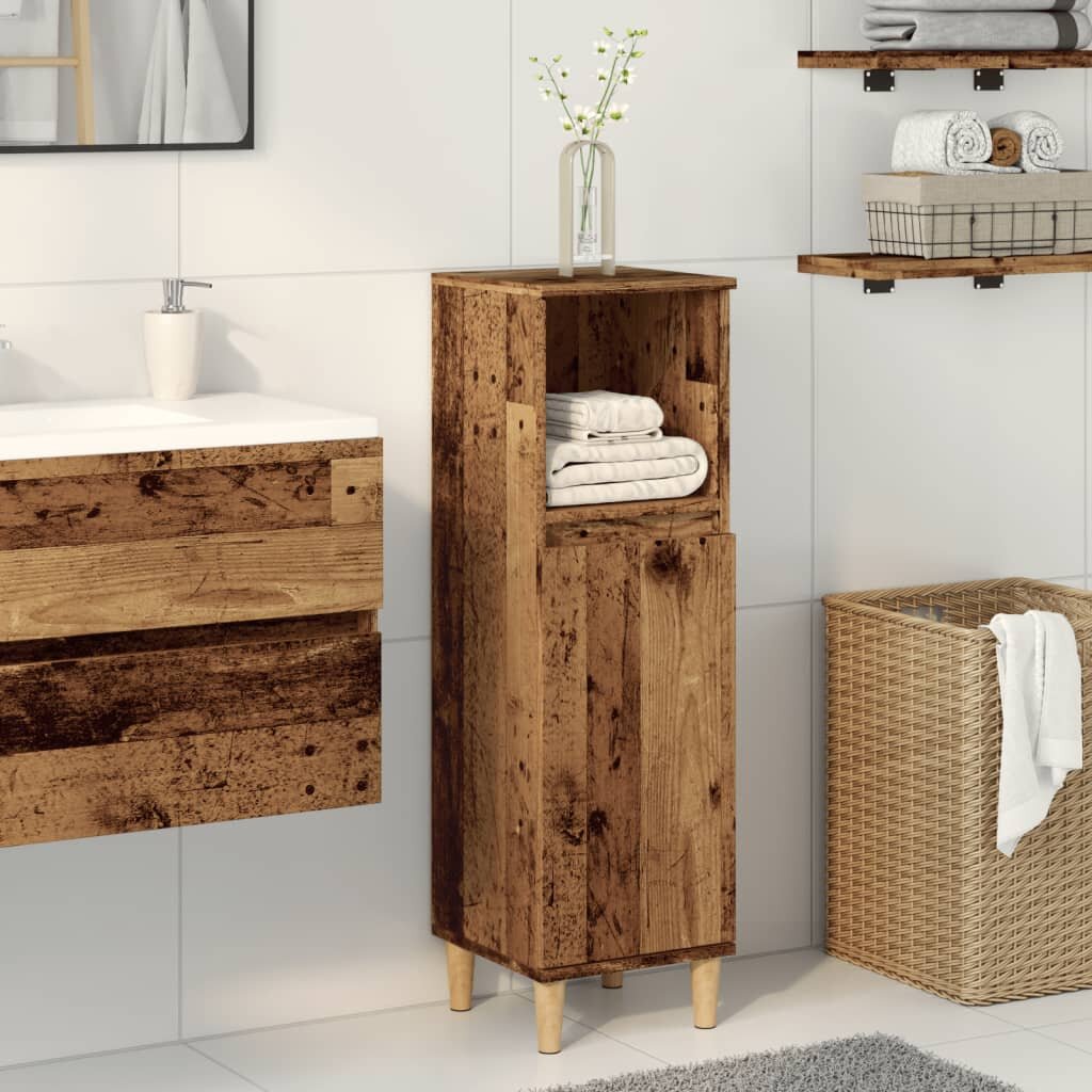 vidaXL Шкаф за баня старо дърво 30x30x100 см инженерно дърво