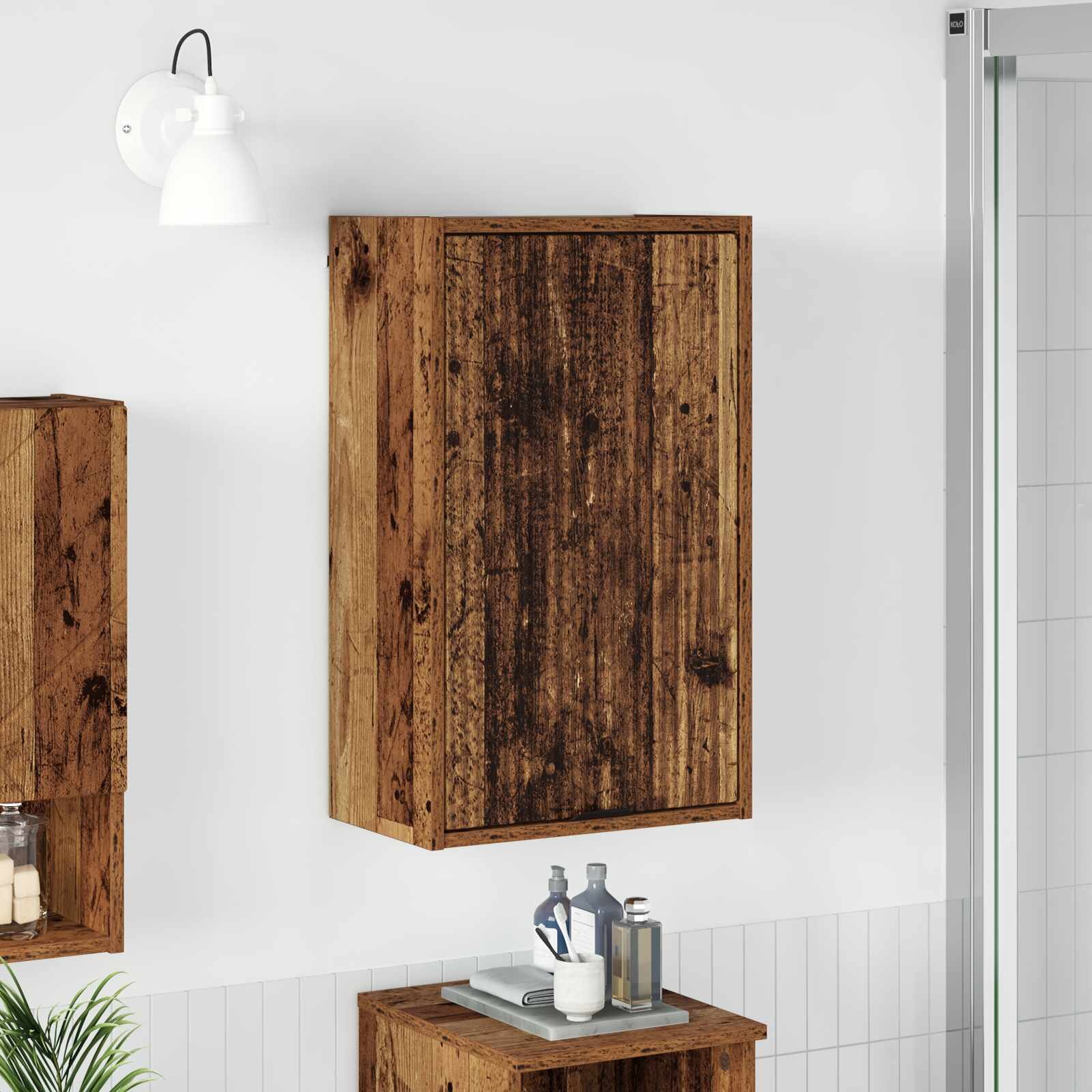 vidaXL Шкаф за баня Старо дърво 39 x 235 x 65 см