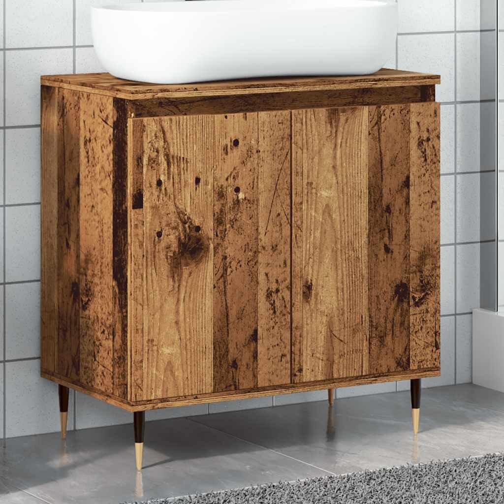 vidaXL Шкаф за баня старо дърво 58x33x60 см инженерно дърво