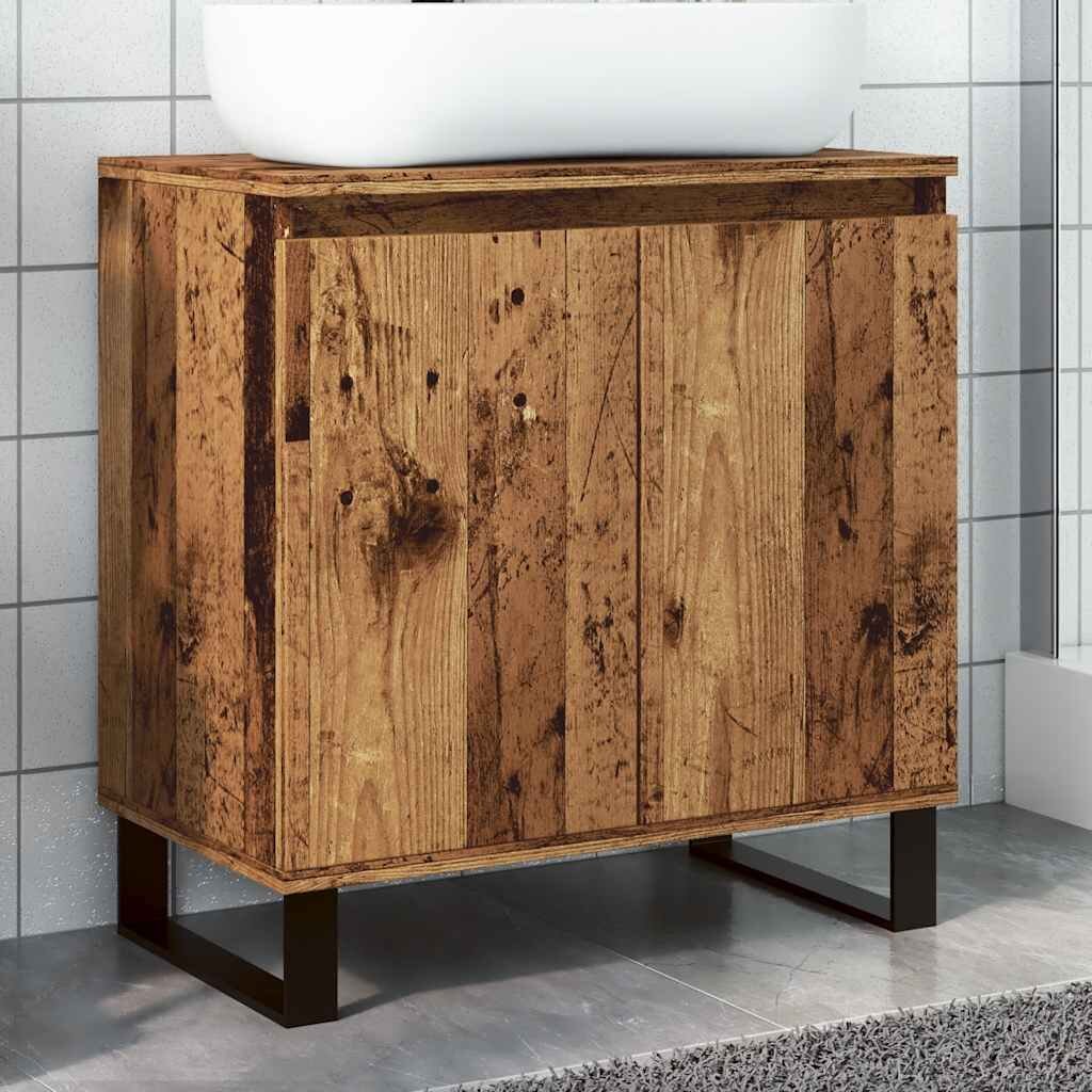vidaXL Шкаф за баня старо дърво 58x33x60 см инженерно дърво