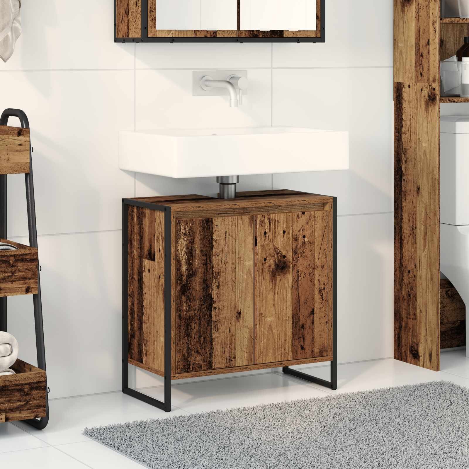 vidaXL Шкаф за баня Старо дърво 60 x 30 x 60 cm Инженерна дървесина