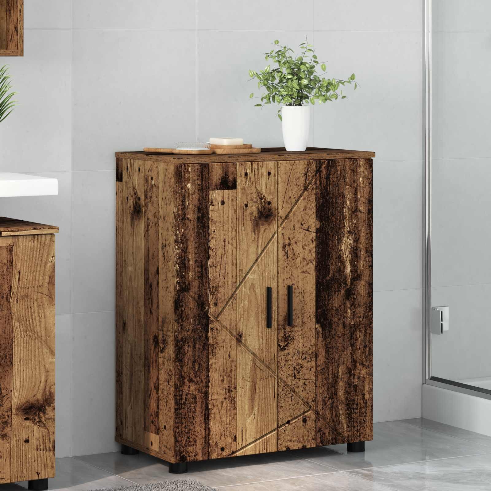 vidaXL Шкаф за баня Старо дърво 60 x 35 x 80 см