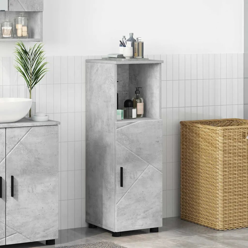 vidaXL Шкаф за баня Циментено сиво 30 x 35 x 95 см