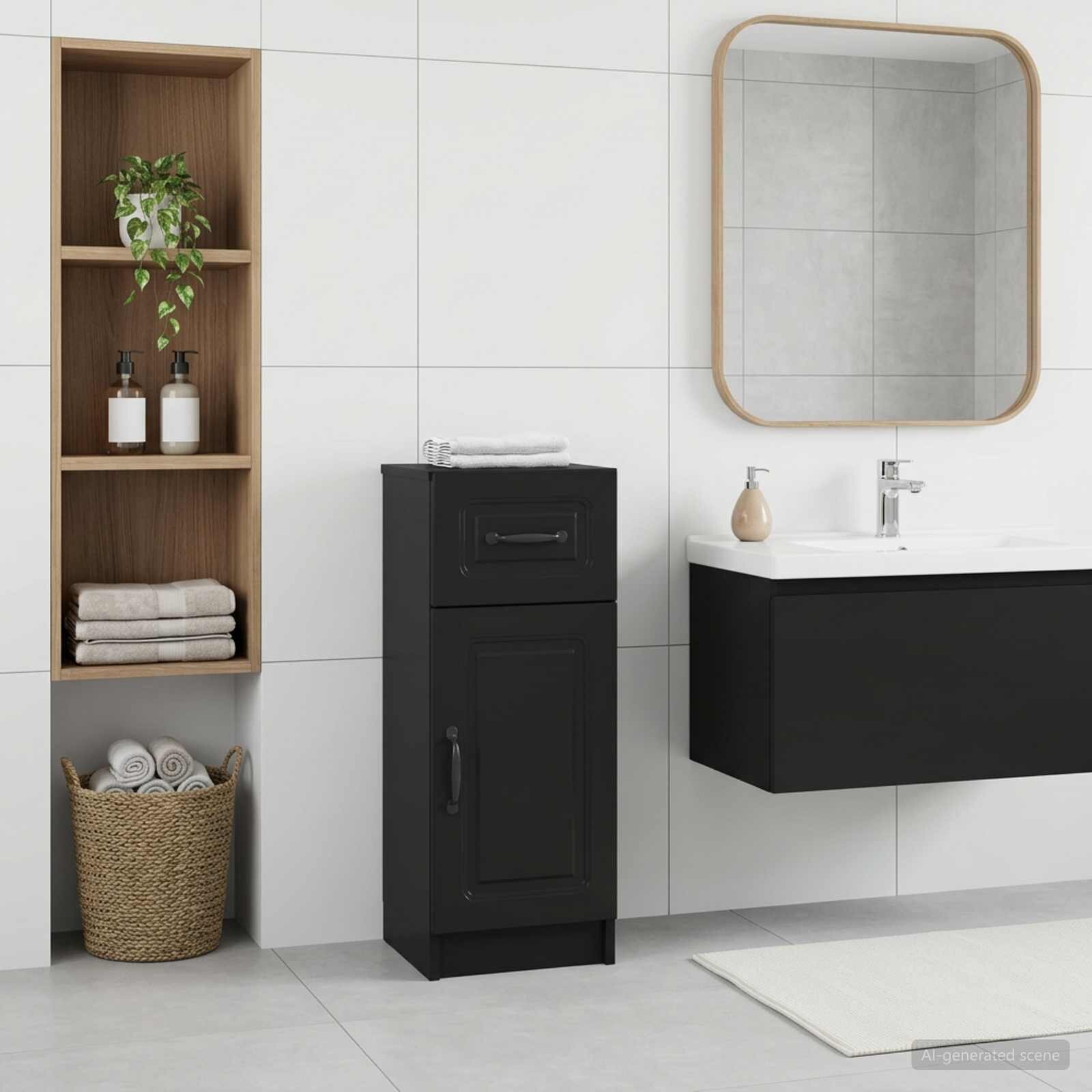 vidaXL Шкаф за баня UTRECHT Черно 30 x 31 x 77 см Инженерна дървесина