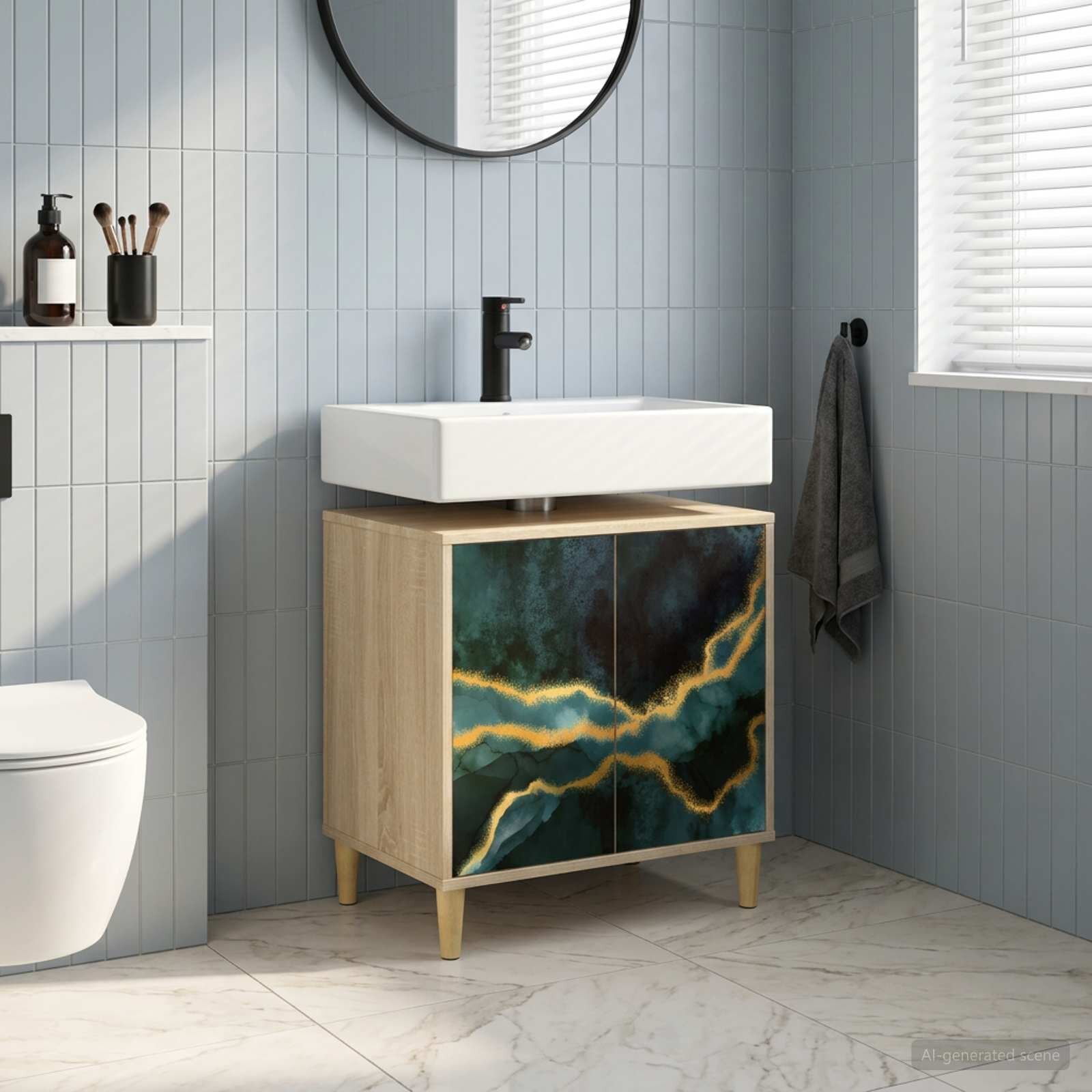 vidaXL Шкаф за баня WIJHE Сонома 60 x 40 x 60 см Инженерна дървесина