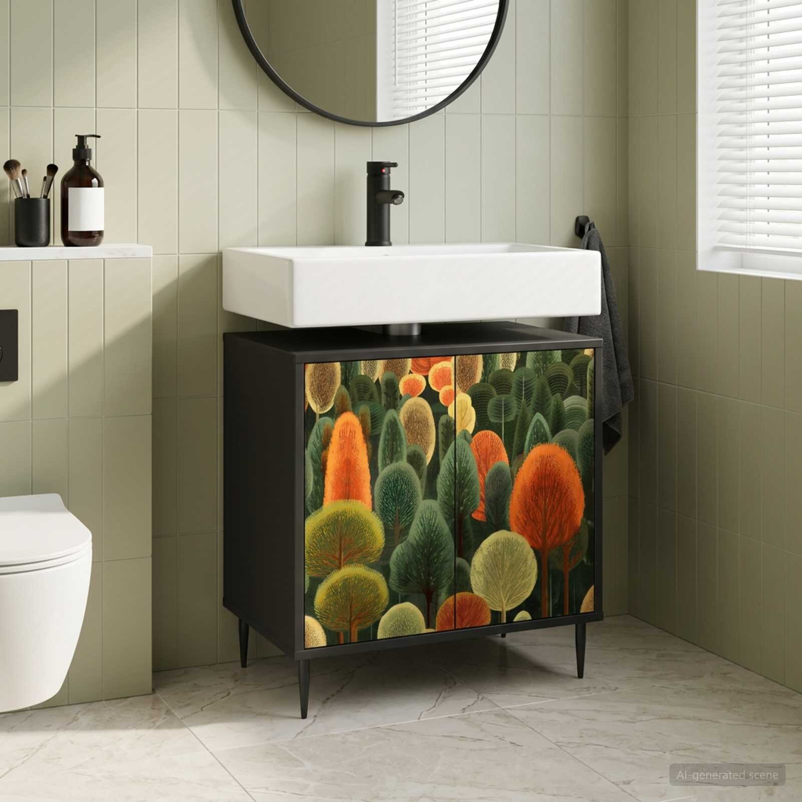 vidaXL Шкаф за баня ZAANDAM Черен дъб 60 x 40 x 61 см
