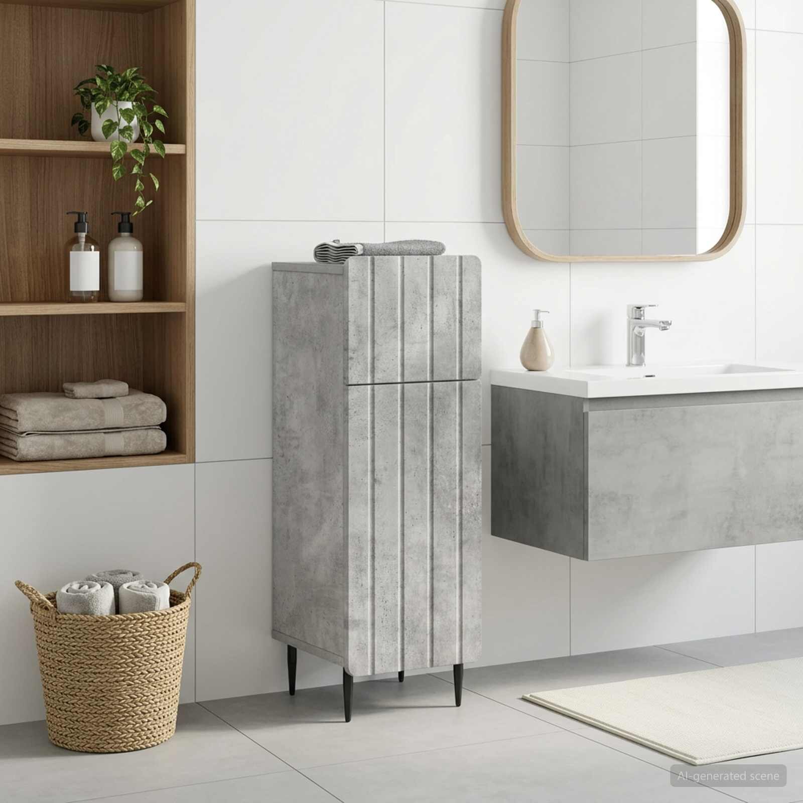 vidaXL Шкаф за баня ZWOLLE Бетонно сиво 30 x 31 x 795 см