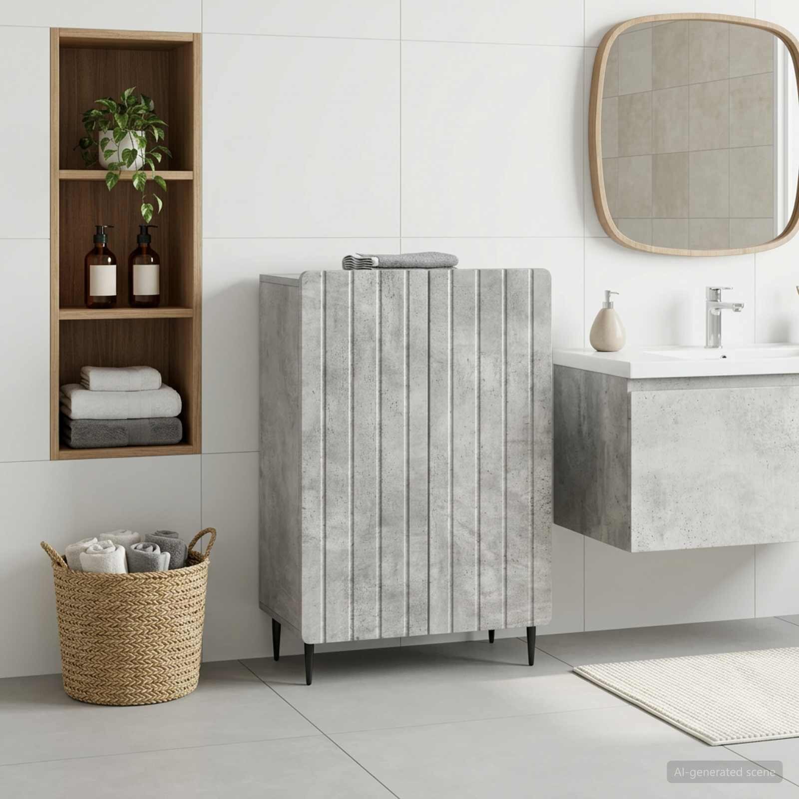vidaXL Шкаф за баня ZWOLLE Бетонно сиво 595 x 31 x 795 см