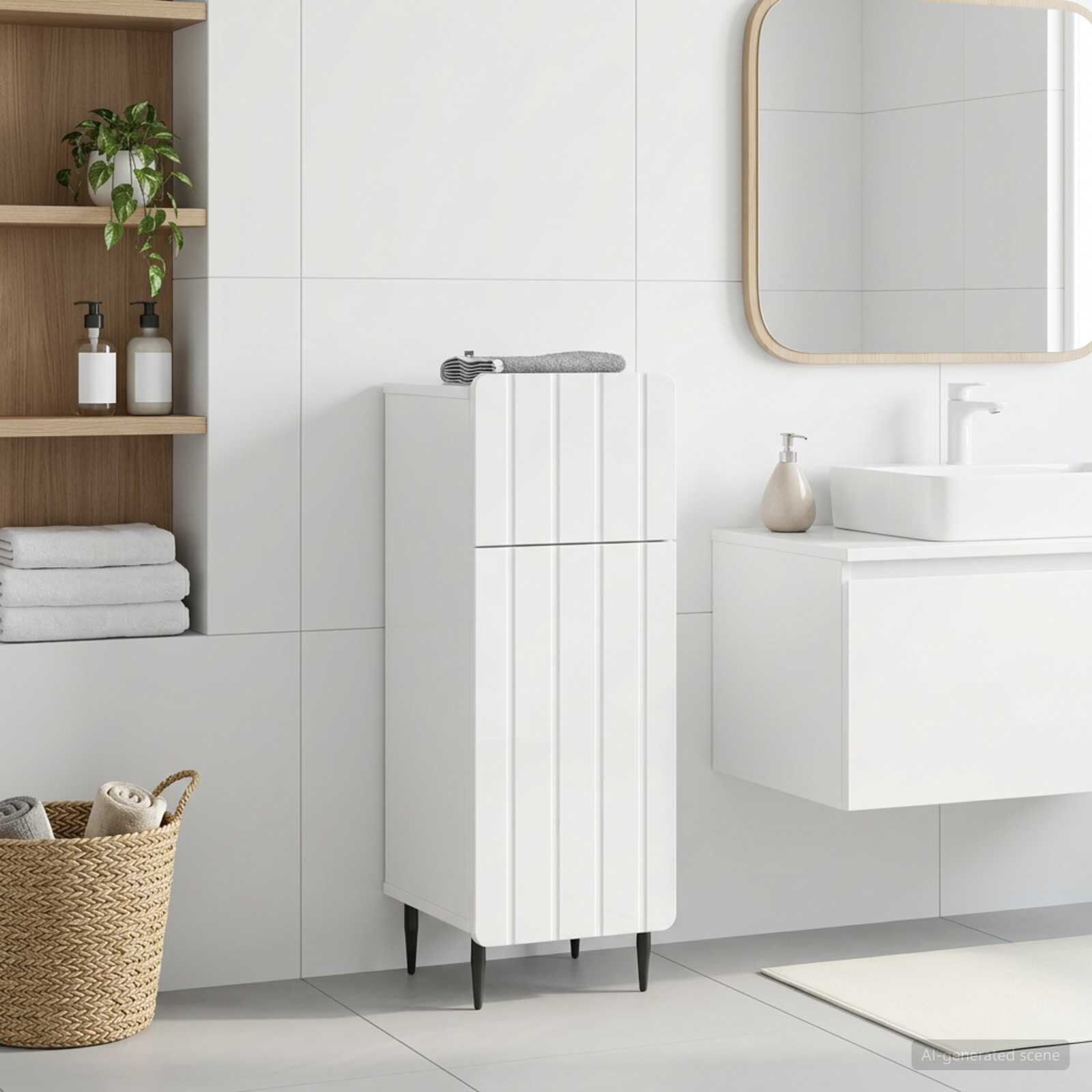vidaXL Шкаф за баня ZWOLLE Бял гланц 30 x 31 x 795 см