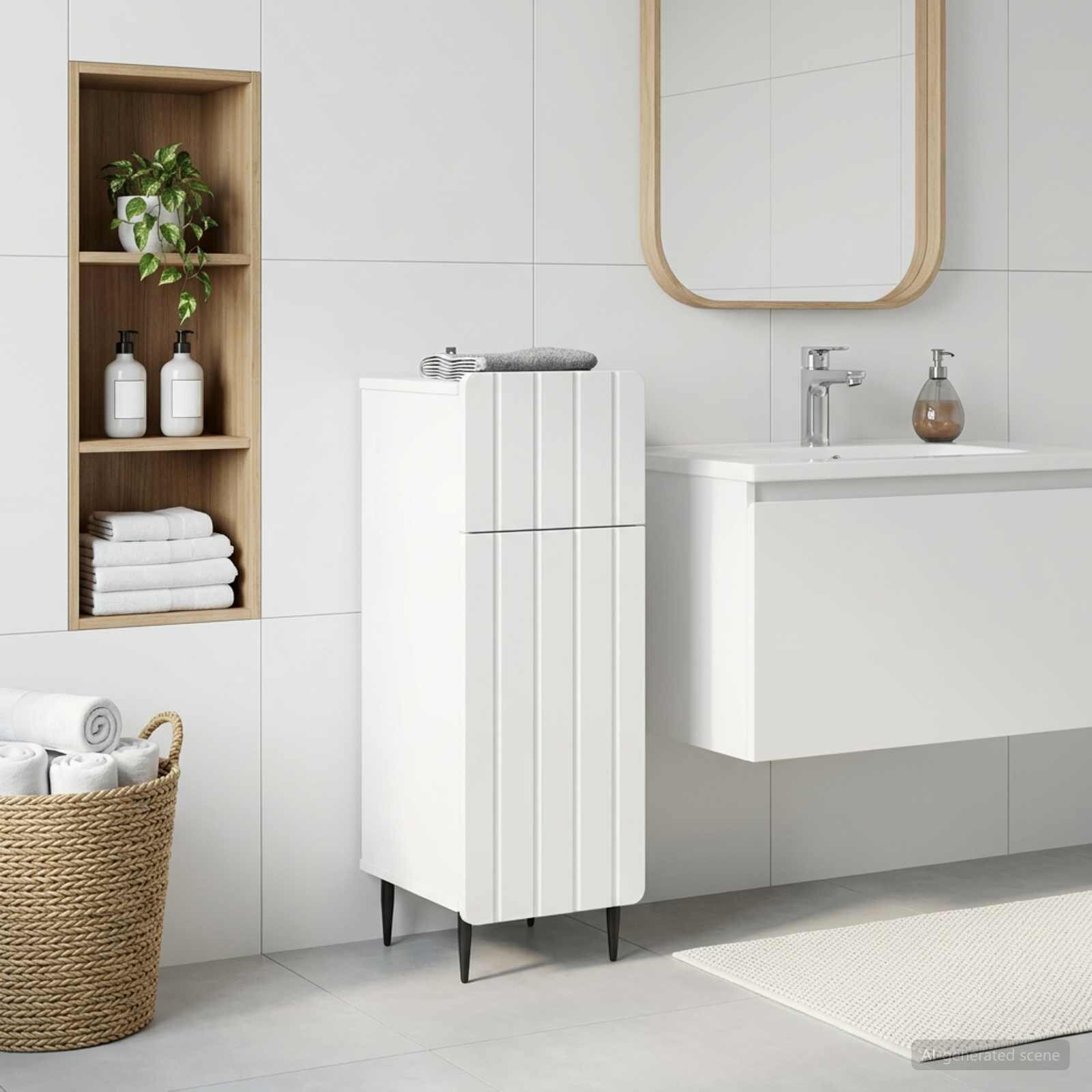 vidaXL Шкаф за баня ZWOLLE Бяло 30 x 31 x 795 см Инженерна дървесина
