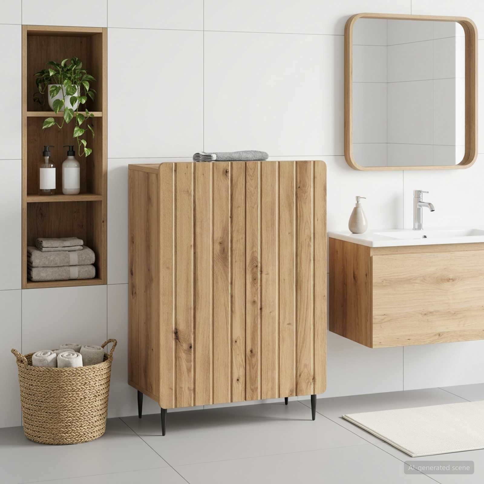 vidaXL Шкаф за баня ZWOLLE Дъб артизан 595 x 31 x 795 см