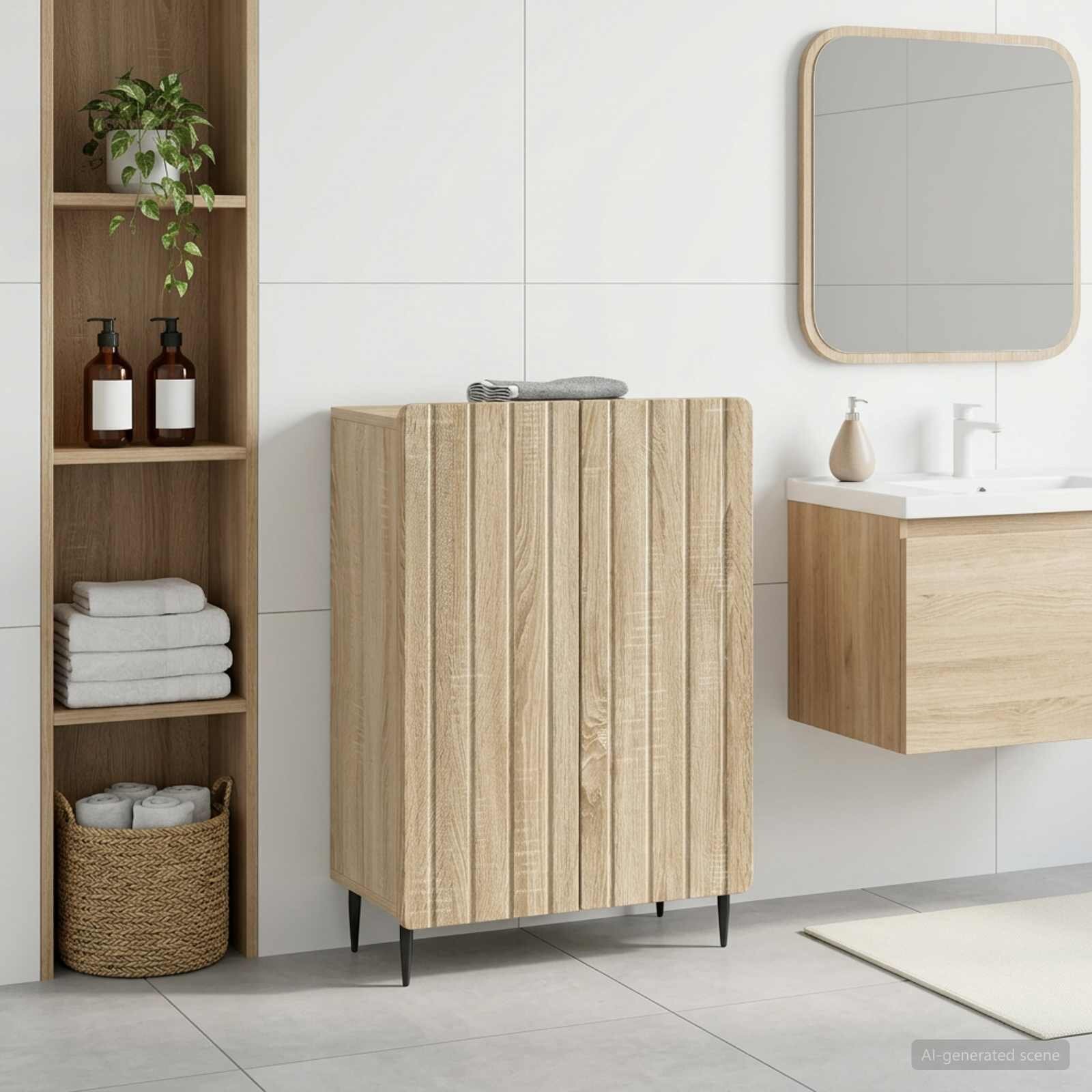 vidaXL Шкаф за баня ZWOLLE Дъб сонома 595 x 31 x 795 см
