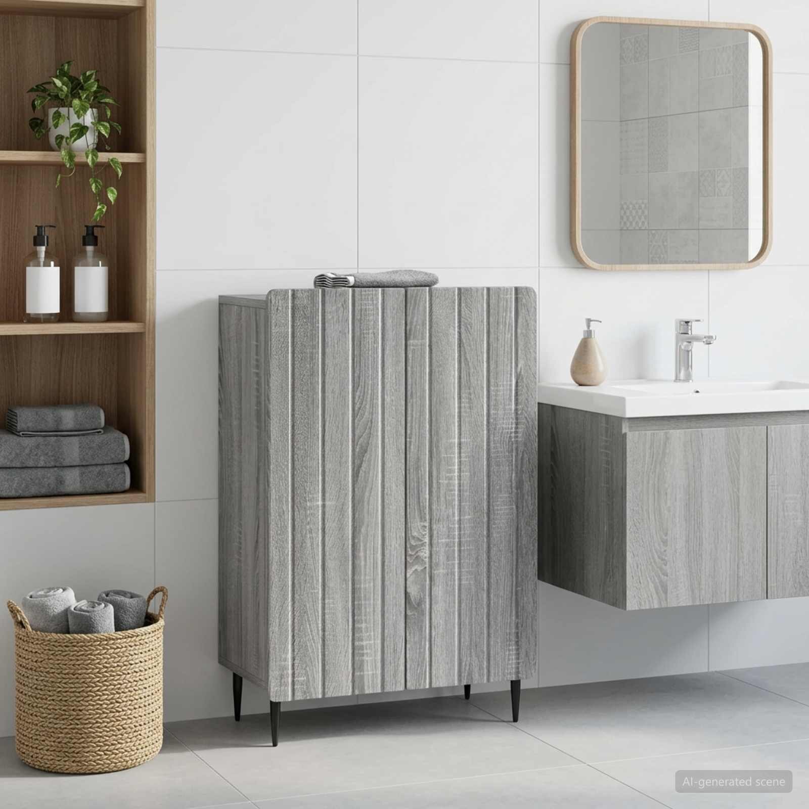 vidaXL Шкаф за баня ZWOLLE Сив Сонома 595 x 31 x 795 см