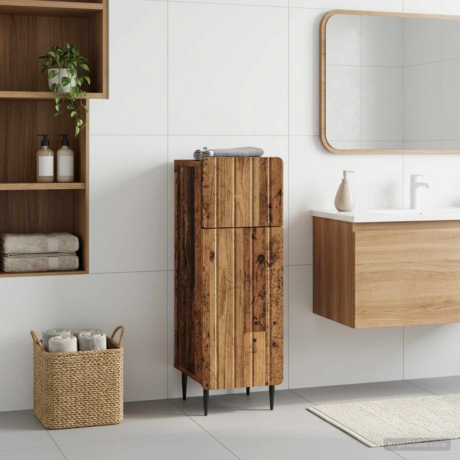 vidaXL Шкаф за баня ZWOLLE Старо дърво 30 x 31 x 795 см