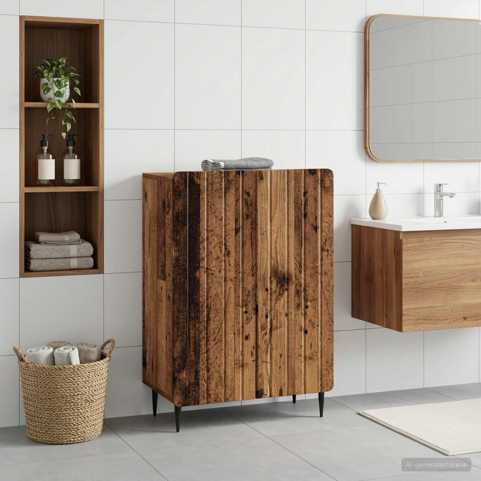 vidaXL Шкаф за баня ZWOLLE Старо дърво 595 x 31 x 795 см