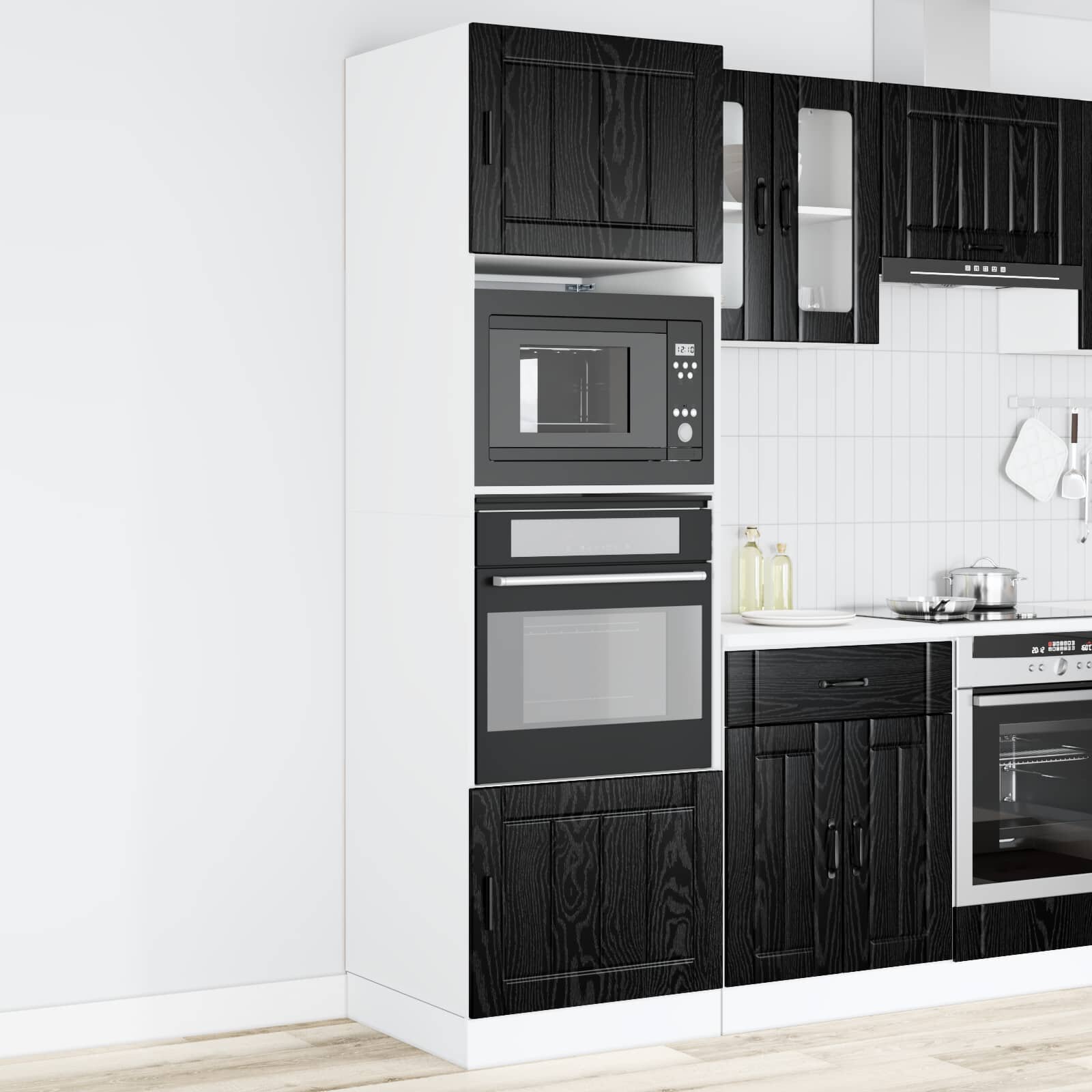 vidaXL Шкаф за фурна PORTO Черния дъб 60 x 57 x 207 см